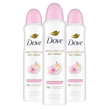Dove Advanced Care Antiperspirant Deodorant Spray für Frauen 3er-Pack Sakura Blossom & Yuzu 72h Schweiß- und Geruchsschutz 3,8 oz