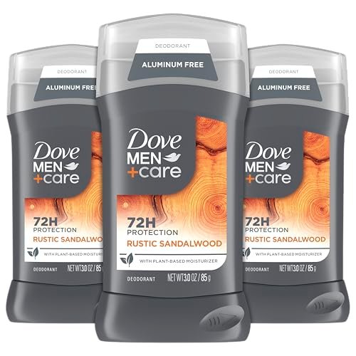 DOVE MEN + CARE Aluminiumfreies 3er-Pack Rustic Sandelholz Deodorant für Männer 3 oz