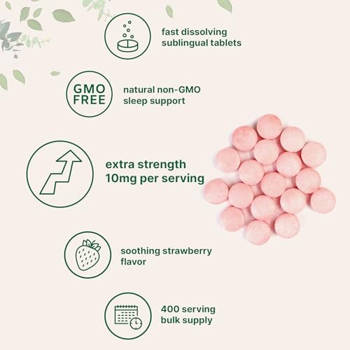 Micro Ingredients Melatonin 10 mg, 400 Tabletten | Natürlicher Erdbeergeschmack | Schnell lösend | Kein Arzneimittel | Vegetarierfreundlich | Nicht-GMO, Glutenfrei, Zuckerfrei