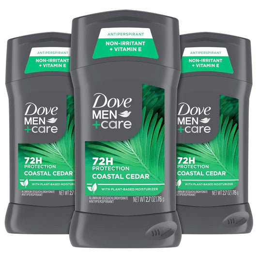 DOVE MEN + CARE Antitranspirant 3er Pack Coastal Cedar Deodorant für Männer 2,7 oz