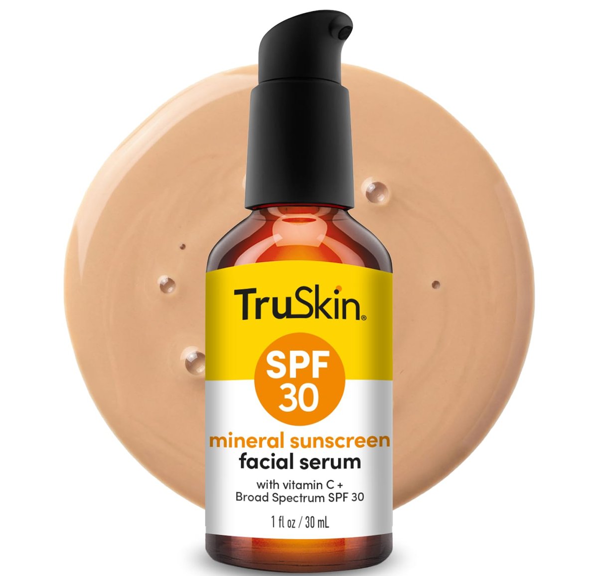 TruSkin Sonnenschutz-Serum für das Gesicht – SPF 30 getönter mineralischer Sonnenschutz mit Zinkoxid, Vitamin C, Hyaluronsäure, Ceramiden & Niacinamid, 30 ml