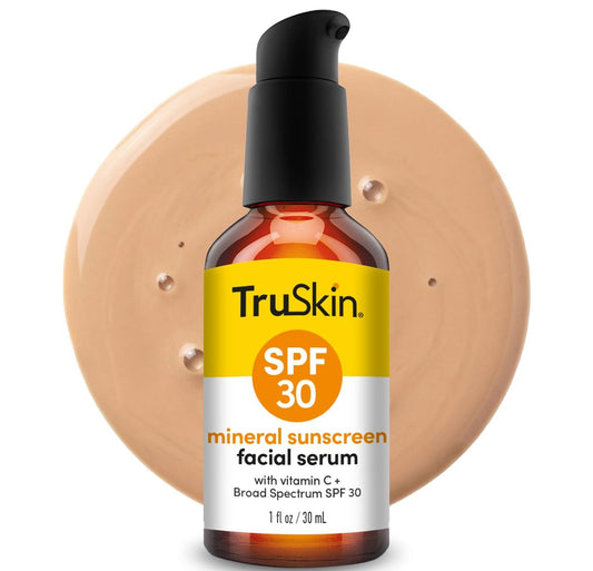 TruSkin Sonnenschutz-Serum für das Gesicht – SPF 30 getönter mineralischer Sonnenschutz mit Zinkoxid, Vitamin C, Hyaluronsäure, Ceramiden & Niacinamid, 30 ml