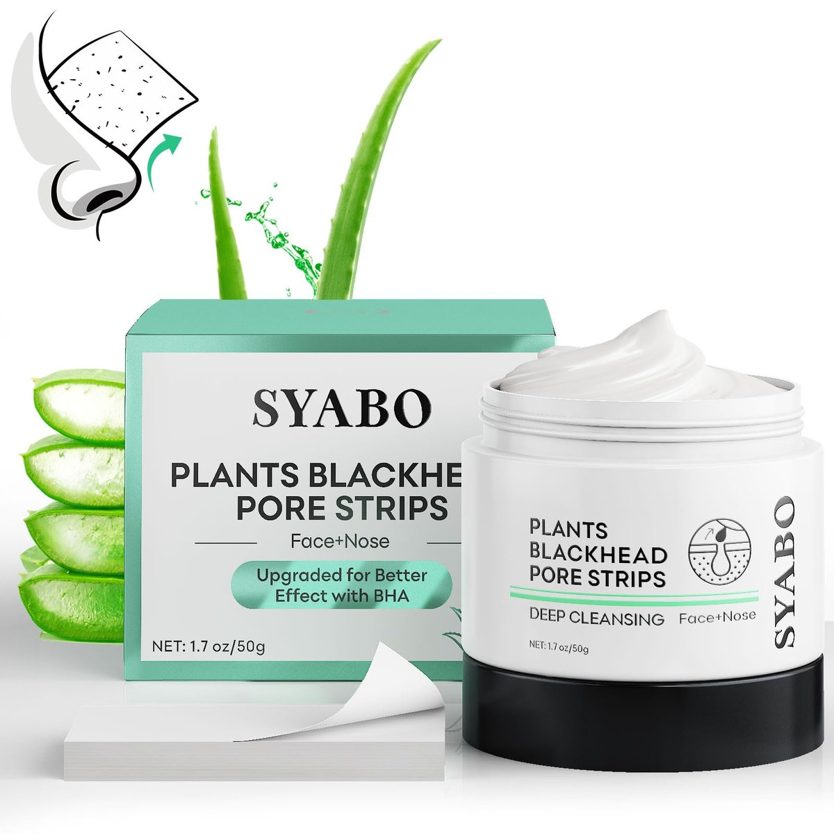 SYABO 2.0 Blackhead Remover Nose Strips – 100 Stück Porenreiniger mit Salicylsäure, Peel-Off Maske gegen Mitesser (1,76 Unzen)