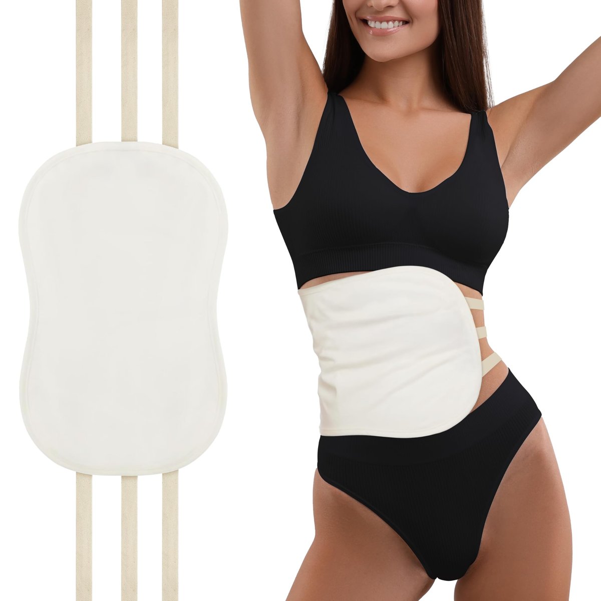 Taoscare Rizinusöl-Wickelpackung für Bauch und Leber – Organische Baumwollflannel-Wickel mit auslaufsicherer TPU-Beschichtung, sechs verstellbare Gurte, wiederverwendbar, maschinenwaschbar, weniger Sauerei