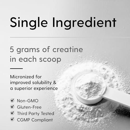 HEARTHY FOODS Creatin Monohydrat Mikronisiertes Pulver 500 g - 100 Portionen, 5000 mg pro Portion (5 g) - für Männer & Frauen Muskelwachstum & Erholung - UNGESÜSST