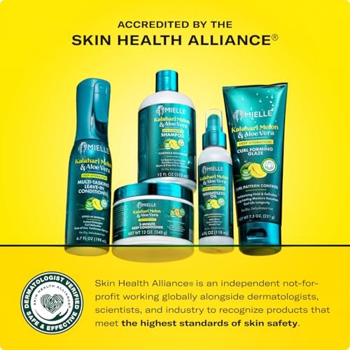 Mielle Organics 2-Minuten Tiefenpflege - Kalahari-Melone & Aloe Vera Feuchtigkeitsspendende Haarkur für trockenes, lockiges und strukturiertes Haar - Pflegend, entwirrend & schnell wirkend, 340 g