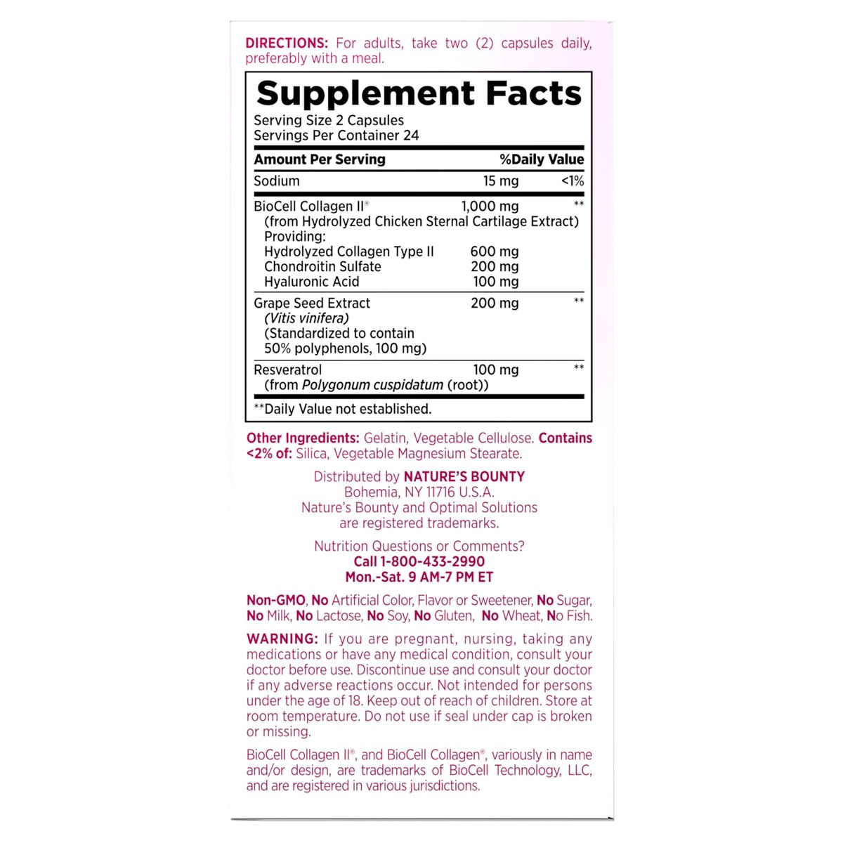 Nature’s Bounty Optimal Solutions Ultra Collagen Booster – Kollagen-Kapseln für Frauen mit Resveratrol & Hyaluronsäure, 48 Kapseln