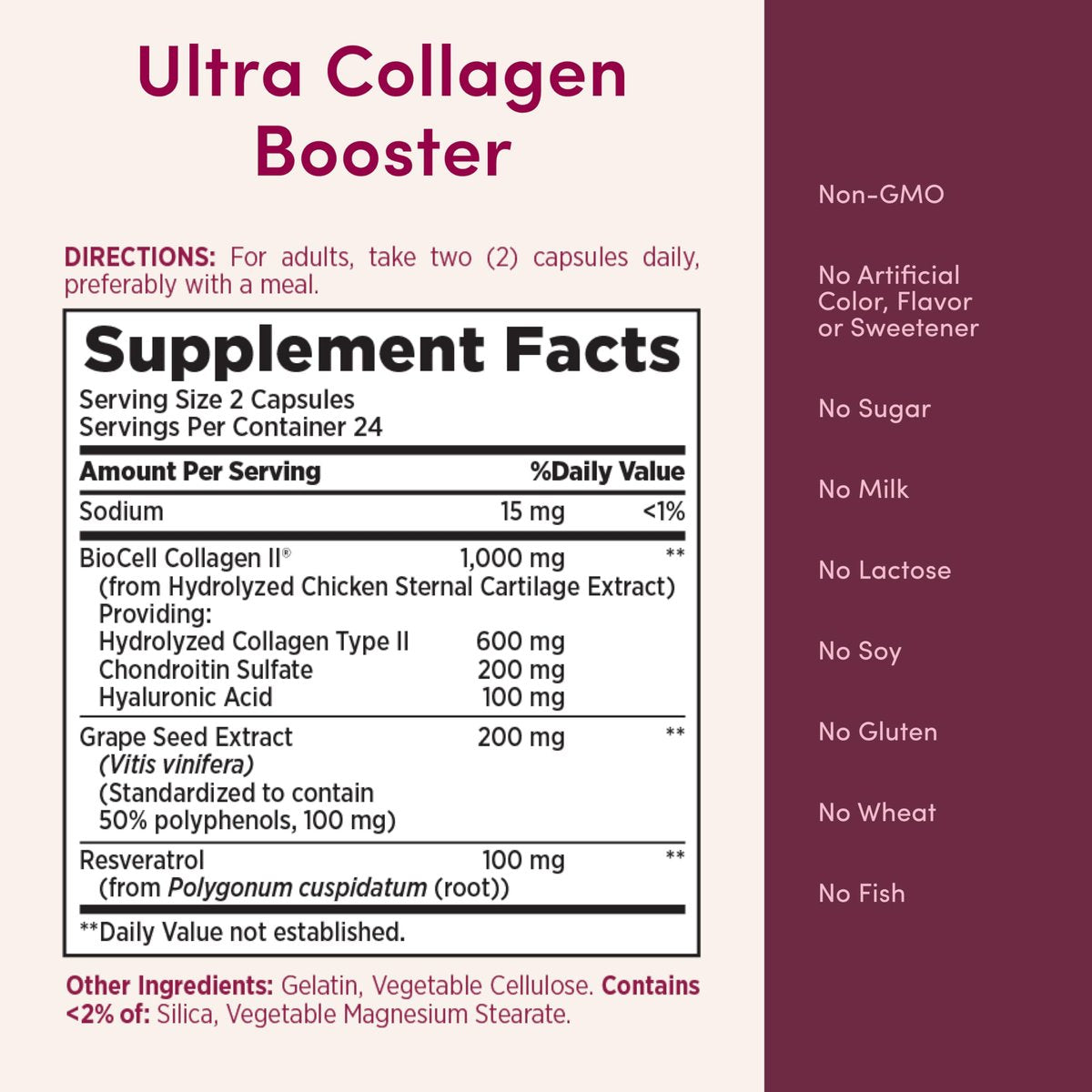Nature’s Bounty Optimal Solutions Ultra Collagen Booster – Kollagen-Kapseln für Frauen mit Resveratrol & Hyaluronsäure, 48 Kapseln