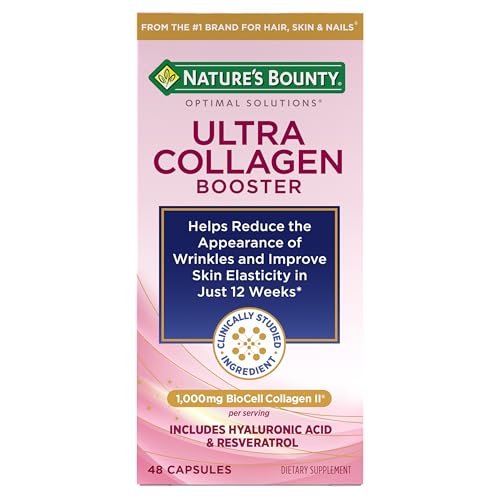 Nature’s Bounty Optimal Solutions Ultra Collagen Booster – Kollagen-Kapseln für Frauen mit Resveratrol & Hyaluronsäure, 48 Kapseln