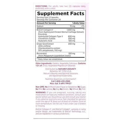 Nature’s Bounty Optimal Solutions Ultra Collagen Booster – Kollagen-Kapseln für Frauen mit Resveratrol & Hyaluronsäure, 48 Kapseln