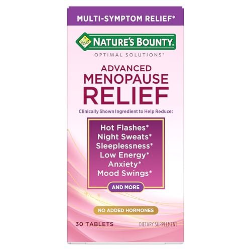Nature’s Bounty Optimal Solutions Advanced Menopause Relief – Sibirischer Rhabarber, Wechseljahre Unterstützung, Hormonfrei, 30 Tabletten