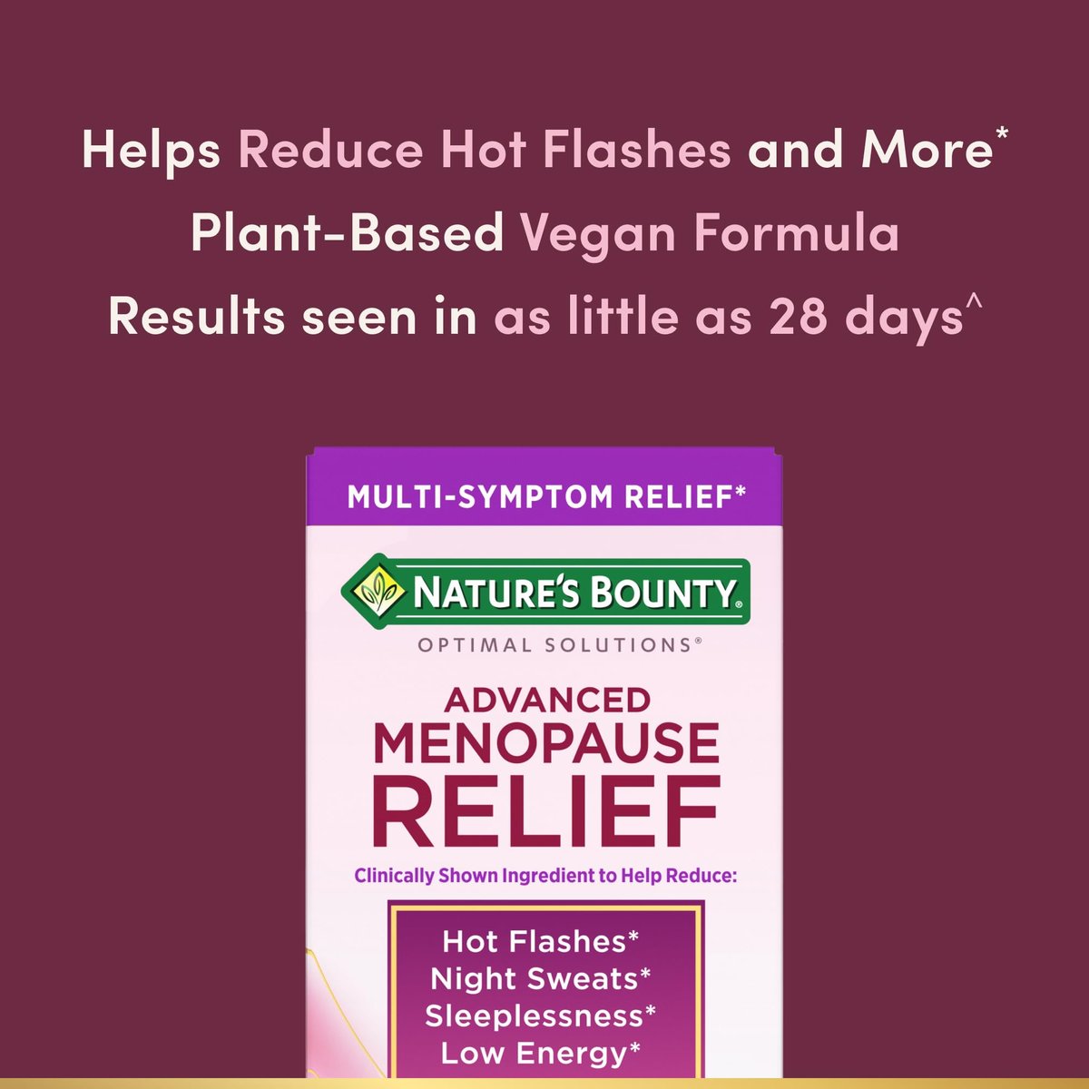 Nature’s Bounty Optimal Solutions Advanced Menopause Relief – Sibirischer Rhabarber, Wechseljahre Unterstützung, Hormonfrei, 30 Tabletten
