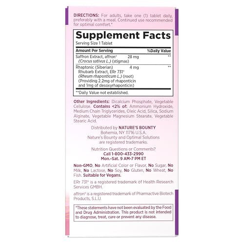 Nature’s Bounty Optimal Solutions Advanced Menopause Relief – Sibirischer Rhabarber, Wechseljahre Unterstützung, Hormonfrei, 30 Tabletten