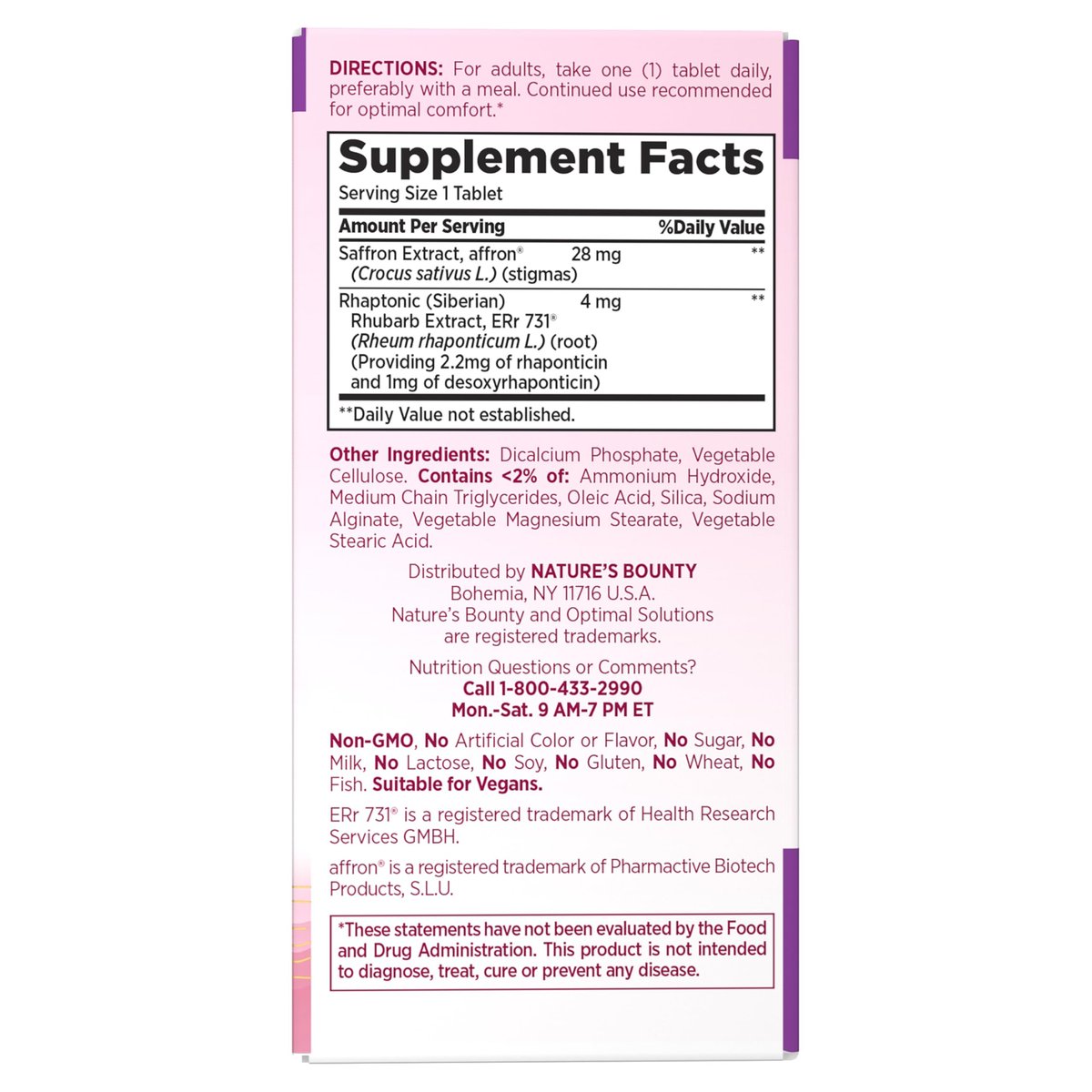Nature’s Bounty Optimal Solutions Advanced Menopause Relief – Sibirischer Rhabarber, Wechseljahre Unterstützung, Hormonfrei, 30 Tabletten