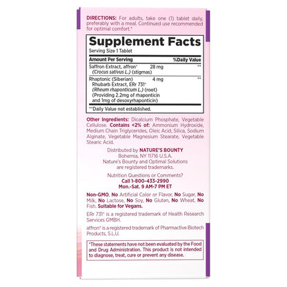 Nature’s Bounty Optimal Solutions Advanced Menopause Relief – Sibirischer Rhabarber, Wechseljahre Unterstützung, Hormonfrei, 30 Tabletten