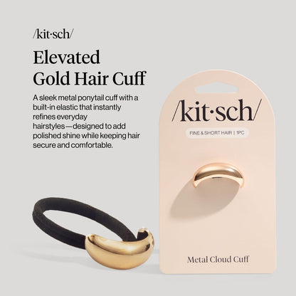 Kitsch Gold Haar Manschette - Metall Ponytail Manschette für Zöpfe, Hochsteckfrisuren & Alltagsfrisuren | Langlebig & Elegant | Mode Accessoire für Frauen - Klein, 1 Stück