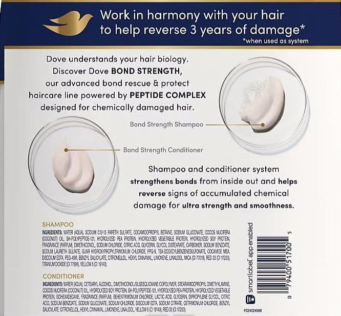 Dove Damage Therapy Bond Strength Shampoo & Conditioner Set, 2er-Pack / 40 oz. – Pflege für geschädigtes Haar