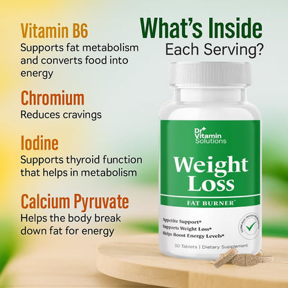 Fatburner für Frauen und Männer – Appetitzügler & Thermo-Booster mit Grüntee, Garcinia Cambogia & Chrom – 30-Tage-Vorrat, Dr Vitamin