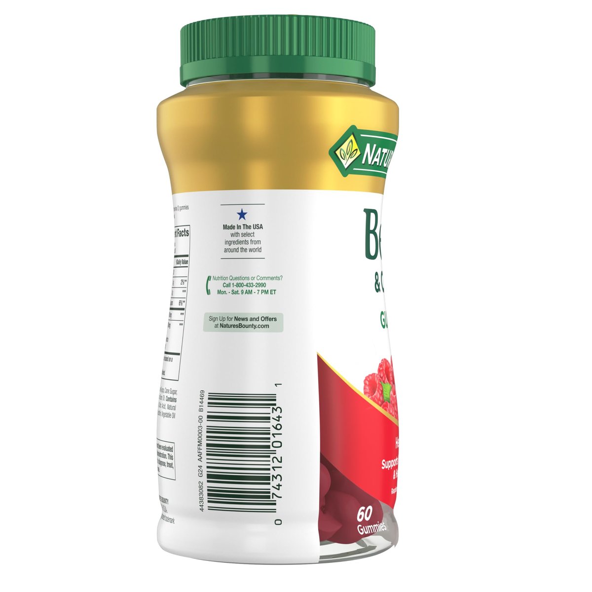Nature's Bounty Beets & Co Q-10 Gummies für die Herzgesundheit – Coenzym Q10, Rote-Bete-Extrakt, unterstützt gesunden Kreislauf und Herzfunktion, zelluläre Energieproduktion, Himbeergeschmack, 60 Gummis
