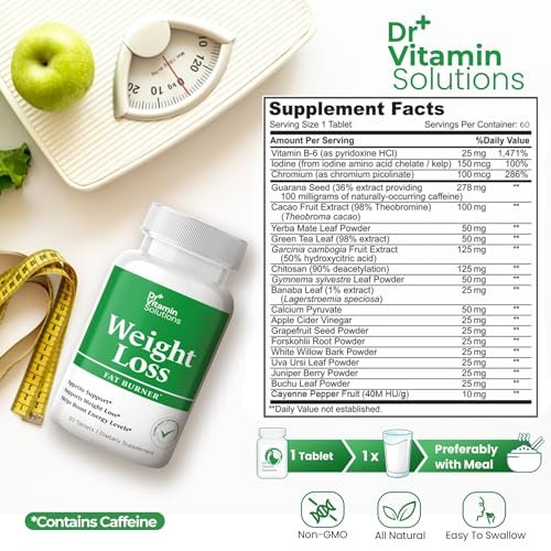 Fatburner für Frauen & Männer – Abnehmtabletten mit Grüntee-Extrakt, Chrom, Vitamin B6 – Energie-Booster, Bauchfett-Brenner & Appetitzügler – 60 Tabletten