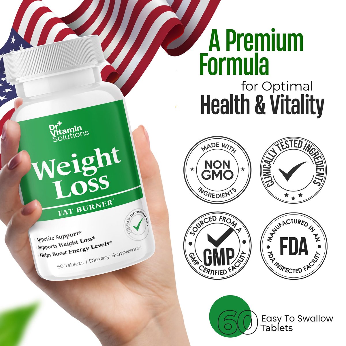 Fatburner für Frauen & Männer – Abnehmtabletten mit Grüntee-Extrakt, Chrom, Vitamin B6 – Energie-Booster, Bauchfett-Brenner & Appetitzügler – 60 Tabletten
