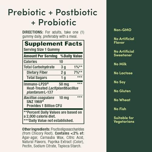 Nature’s Bounty Prä + Pro + Postbiotikum Gummis für Verdauungsgesundheit, Immununterstützung - Probiotische Gummis für Darmgesundheit, Geschmack Tropische Mango, 30 Stück