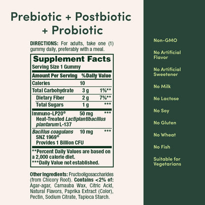 Nature’s Bounty Prä + Pro + Postbiotikum Gummis für Verdauungsgesundheit, Immununterstützung - Probiotische Gummis für Darmgesundheit, Geschmack Tropische Mango, 30 Stück
