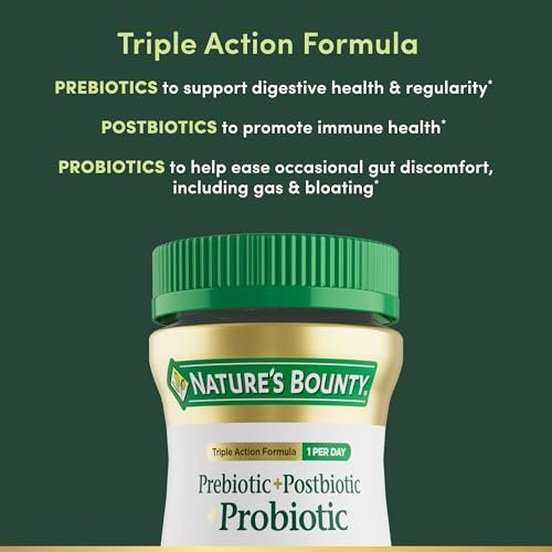 Nature’s Bounty Prä + Pro + Postbiotikum Gummis für Verdauungsgesundheit, Immununterstützung - Probiotische Gummis für Darmgesundheit, Geschmack Tropische Mango, 30 Stück