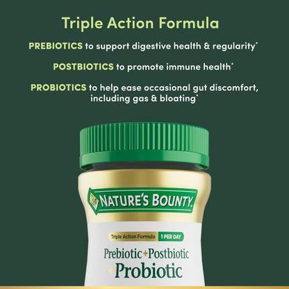 Nature’s Bounty Prä + Pro + Postbiotikum Gummis für Verdauungsgesundheit, Immununterstützung - Probiotische Gummis für Darmgesundheit, Geschmack Tropische Mango, 30 Stück