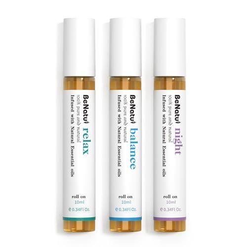 Benatu Essential Oil Set (Relax, Night, Balance) – Aromatherapie Roll-On Blends für Massage, Körperpflege & Zuhause – Geschenkset für Männer & Frauen