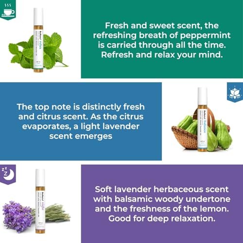Benatu Essential Oil Set (Relax, Night, Balance) – Aromatherapie Roll-On Blends für Massage, Körperpflege & Zuhause – Geschenkset für Männer & Frauen