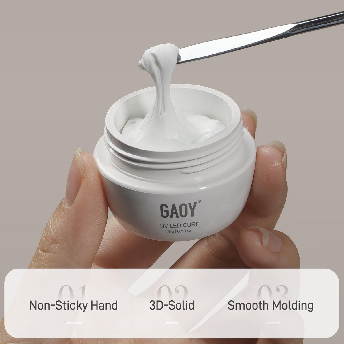 GAOY Weißes 3D-Skulpturgel für Nagelkunst, 15g festes Nagelgel, nicht klebrig, hart zum Schnitzen, Formen und Aufbauen