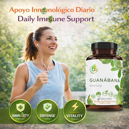 Guanabana (Soursop) 90 Kapseln – 1100 mg pro Portion – Hochwertige Mischung aus 100 % natürlichen Premium-Inhaltsstoffen, pflanzlich, biologisch angebaut