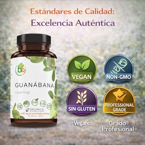 Guanabana (Soursop) 90 Kapseln – 1100 mg pro Portion – Hochwertige Mischung aus 100 % natürlichen Premium-Inhaltsstoffen, pflanzlich, biologisch angebaut