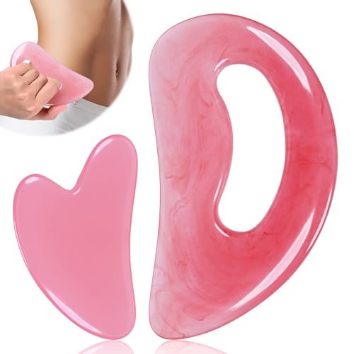 FDKJEJC Körper Gua Sha Tool – Cellulite Guasha Tool für Körper Massage (Naturharz, Pink) Lymphdrainage Gesicht, Rücken, Beine, Frauen Körperformung