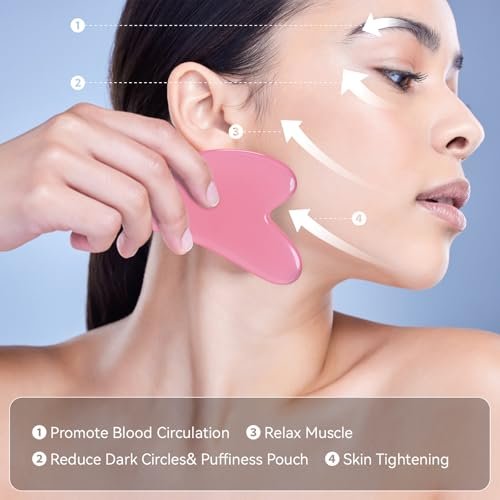 FDKJEJC Körper Gua Sha Tool – Cellulite Guasha Tool für Körper Massage (Naturharz, Pink) Lymphdrainage Gesicht, Rücken, Beine, Frauen Körperformung