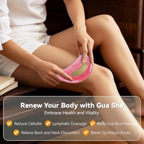 FDKJEJC Körper Gua Sha Tool – Cellulite Guasha Tool für Körper Massage (Naturharz, Pink) Lymphdrainage Gesicht, Rücken, Beine, Frauen Körperformung