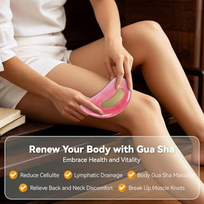 FDKJEJC Körper Gua Sha Tool – Cellulite Guasha Tool für Körper Massage (Naturharz, Pink) Lymphdrainage Gesicht, Rücken, Beine, Frauen Körperformung