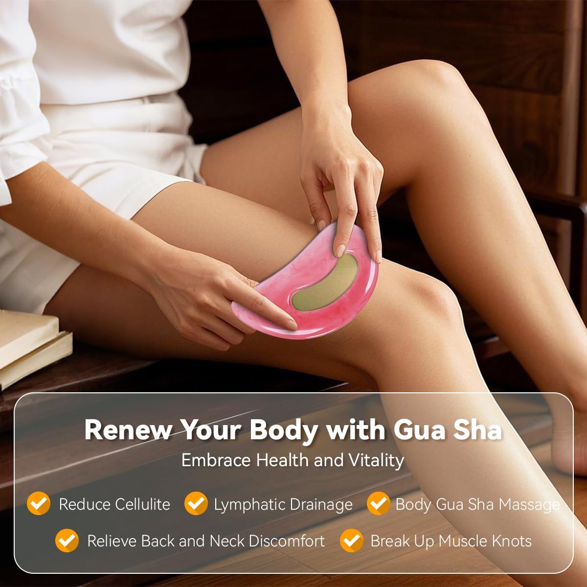 FDKJEJC Körper Gua Sha Tool – Cellulite Guasha Tool für Körper Massage (Naturharz, Pink) Lymphdrainage Gesicht, Rücken, Beine, Frauen Körperformung