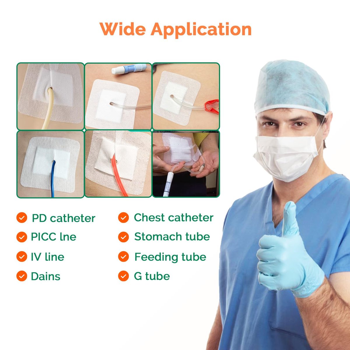 Split Drain Adhesive Bandages 4" x 4" 10 Stück – PD-Katheter-Pflaster, Foley-Tubing-Stabilisierung, G-Tube-Abdeckungen, Peritonealdialyse-Zubehör