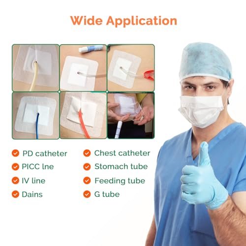 Split Drain Adhesive Bandages 4" x 4" 10 Stück – PD-Katheter-Pflaster, Foley-Tubing-Stabilisierung, G-Tube-Abdeckungen, Peritonealdialyse-Zubehör