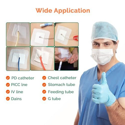 Split Drain Adhesive Bandages 4" x 4" 10 Stück – PD-Katheter-Pflaster, Foley-Tubing-Stabilisierung, G-Tube-Abdeckungen, Peritonealdialyse-Zubehör
