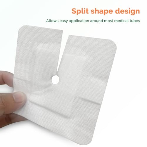 Split Drain Adhesive Bandages 4" x 4" 10 Stück – PD-Katheter-Pflaster, Foley-Tubing-Stabilisierung, G-Tube-Abdeckungen, Peritonealdialyse-Zubehör
