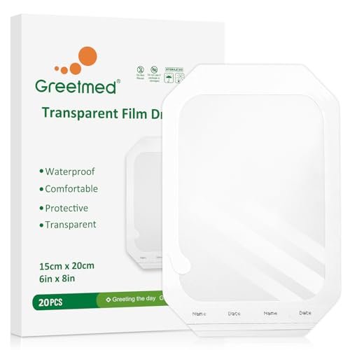 Transparente Wundfolie 6'' x 8'', 20 Stück Klare wasserdichte Wundpflaster, Große selbstklebende Wundauflage für postoperative Wunden, Duschen, Schwimmen, Tattoo-Pflege, Infusionsschutz
