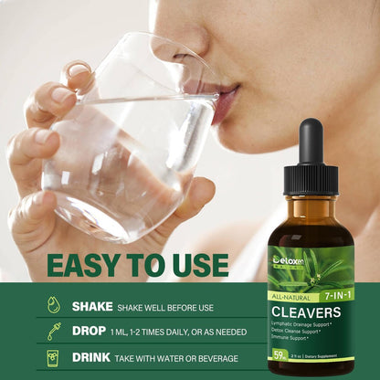 DetoxenNATURE Cleavers Herb Extract Organic Drops – Lymphatische Drainage & Detox Unterstützung mit Löwenzahn, Schachtelhalm, Holunder und Reishi – 60 ml
