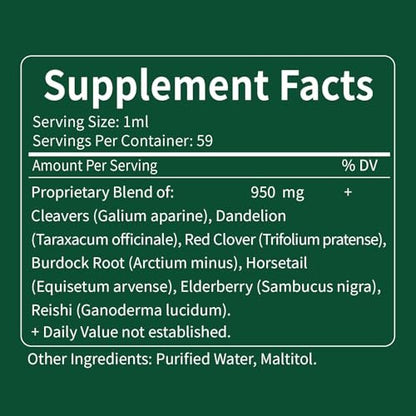 DetoxenNATURE Cleavers Herb Extract Organic Drops – Lymphatische Drainage & Detox Unterstützung mit Löwenzahn, Schachtelhalm, Holunder und Reishi – 60 ml