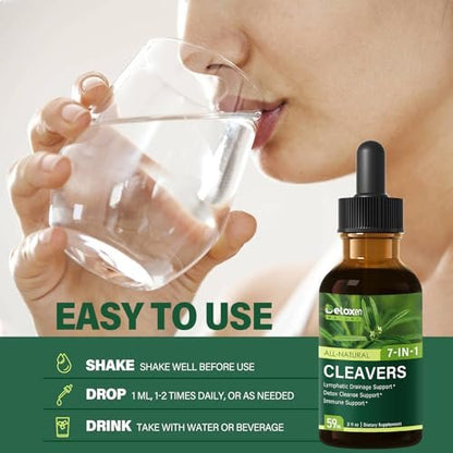 DetoxenNATURE Cleavers Herb Extract Organic Drops – Lymphatische Drainage & Detox Unterstützung mit Löwenzahn, Schachtelhalm, Holunder und Reishi – 60 ml