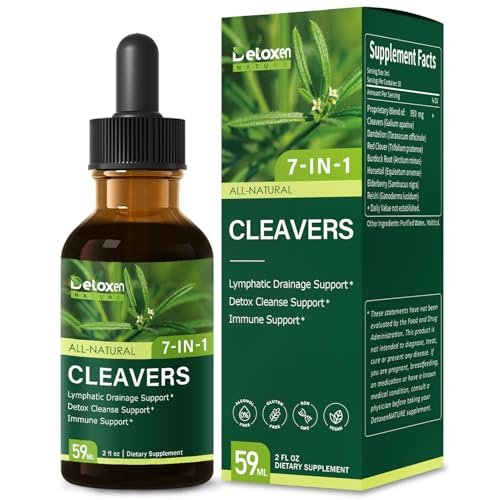 DetoxenNATURE Cleavers Herb Extract Organic Drops – Lymphatische Drainage & Detox Unterstützung mit Löwenzahn, Schachtelhalm, Holunder und Reishi – 60 ml