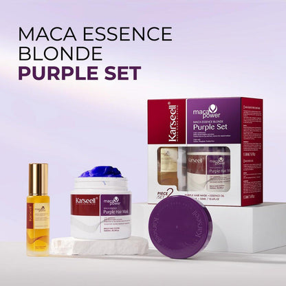 Karseell Lila Haarmaske und Arganöl Set für blondes, silbernes und graues Haar – Anti-Gelbstich Tiefenpflege für coloriertes, gebleichtes oder gesträhntes Haar, 500 ml und 50 ml