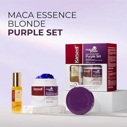 Karseell Lila Haarmaske und Arganöl Set für blondes, silbernes und graues Haar – Anti-Gelbstich Tiefenpflege für coloriertes, gebleichtes oder gesträhntes Haar, 500 ml und 50 ml